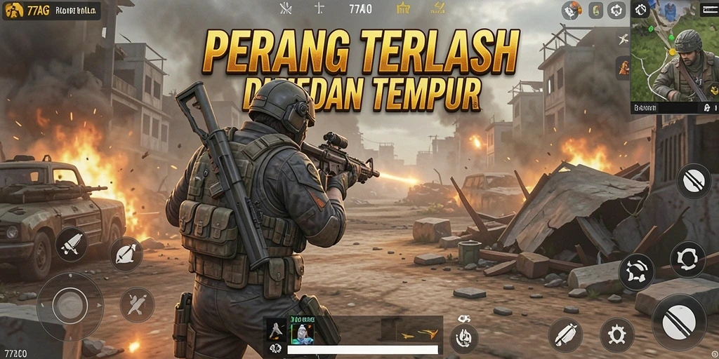 Tampilan menarik dari gameplay Battle Royale di 77AG.