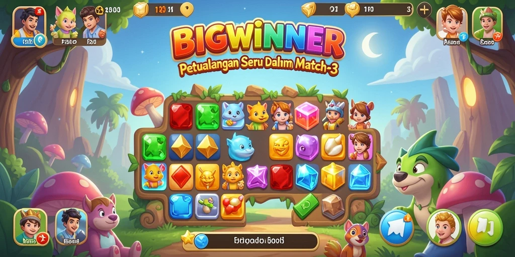 Tampilan gameplay BIGWINNER yang penuh warna dan menantang.