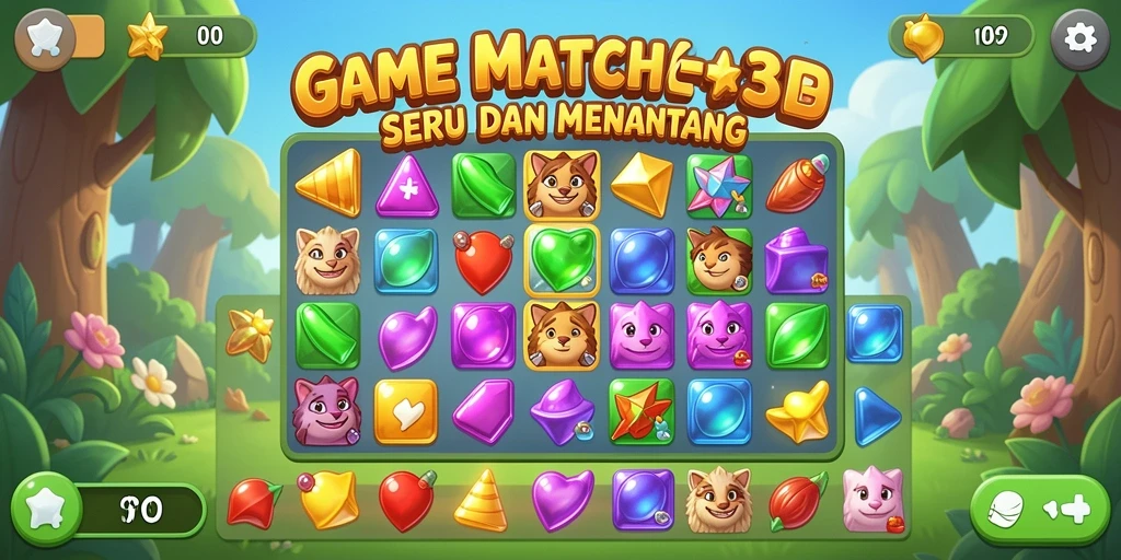 Screenshoot gameplay GN168 yang menampilkan tantangan Match-3.