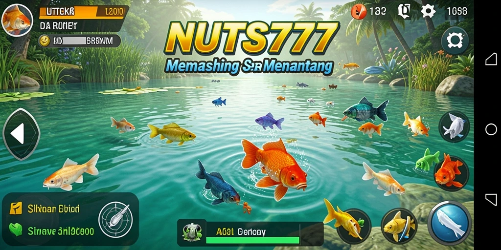 Gameplay NUTS777 yang seru dan penuh aksi saat memancing.