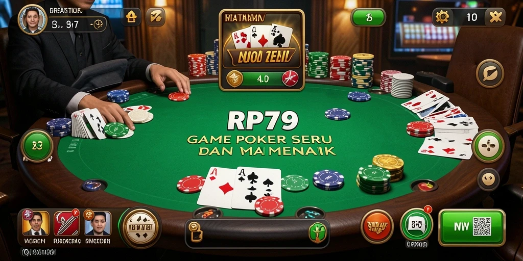 Tangkapan layar game RP79 menunjukkan momen seru permainan poker.