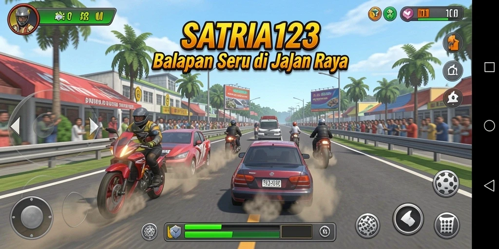 Tampilan gameplay Racing yang mendebarkan di SATRIA123.