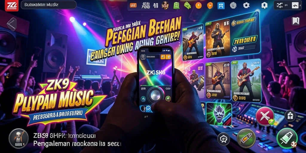 Screenshot ZK9 menampilkan gameplay penuh warna dari pengalaman musik.